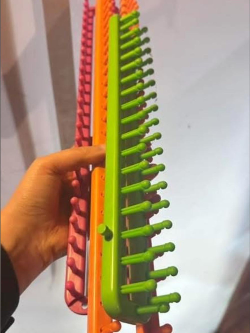 Kids Multi-Color Loom Knitting Tool Set - Green, Orange, Pink